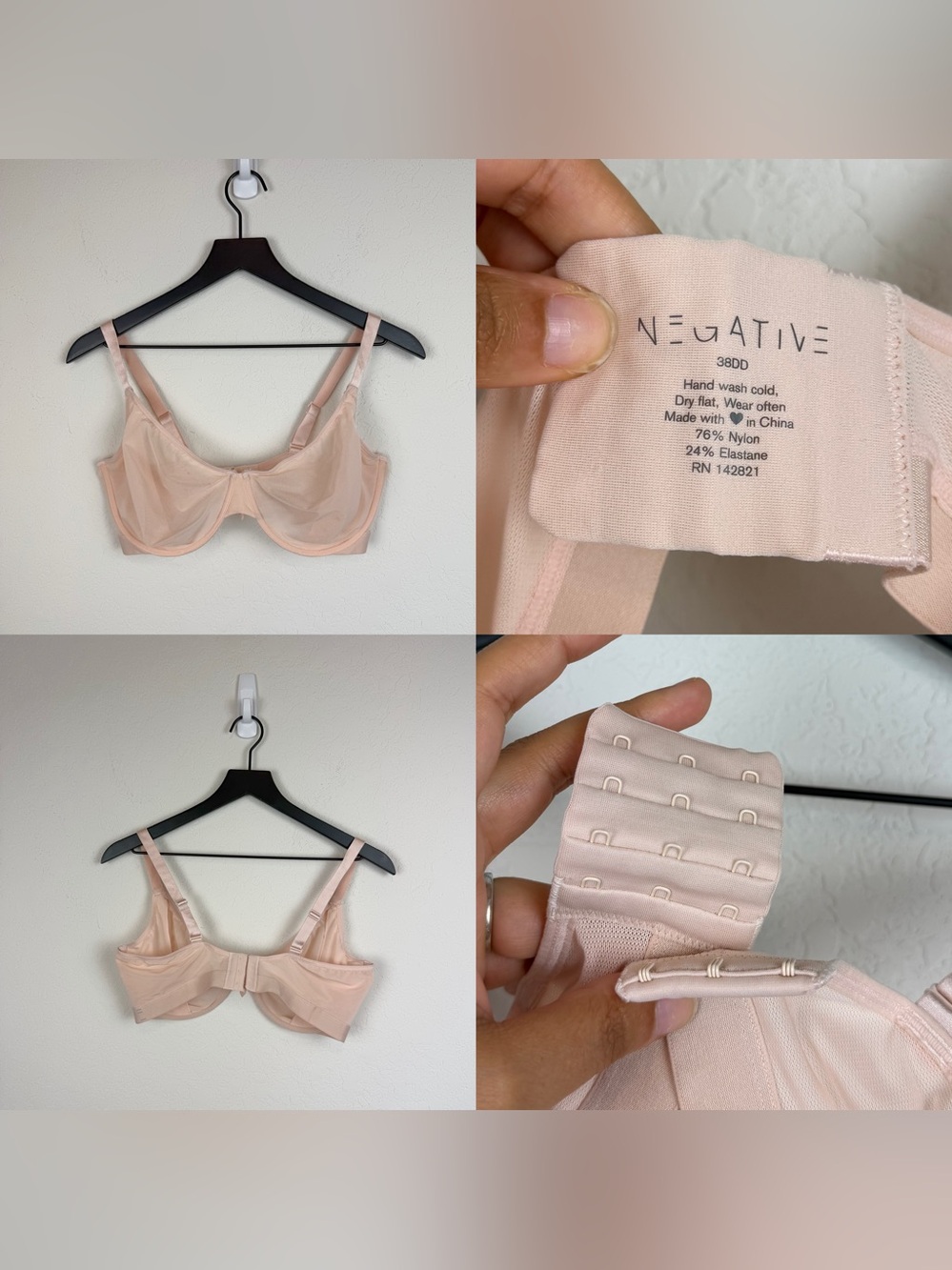 •NEGATIVE• Sieve Demi Bra Underwire Mesh 38DD